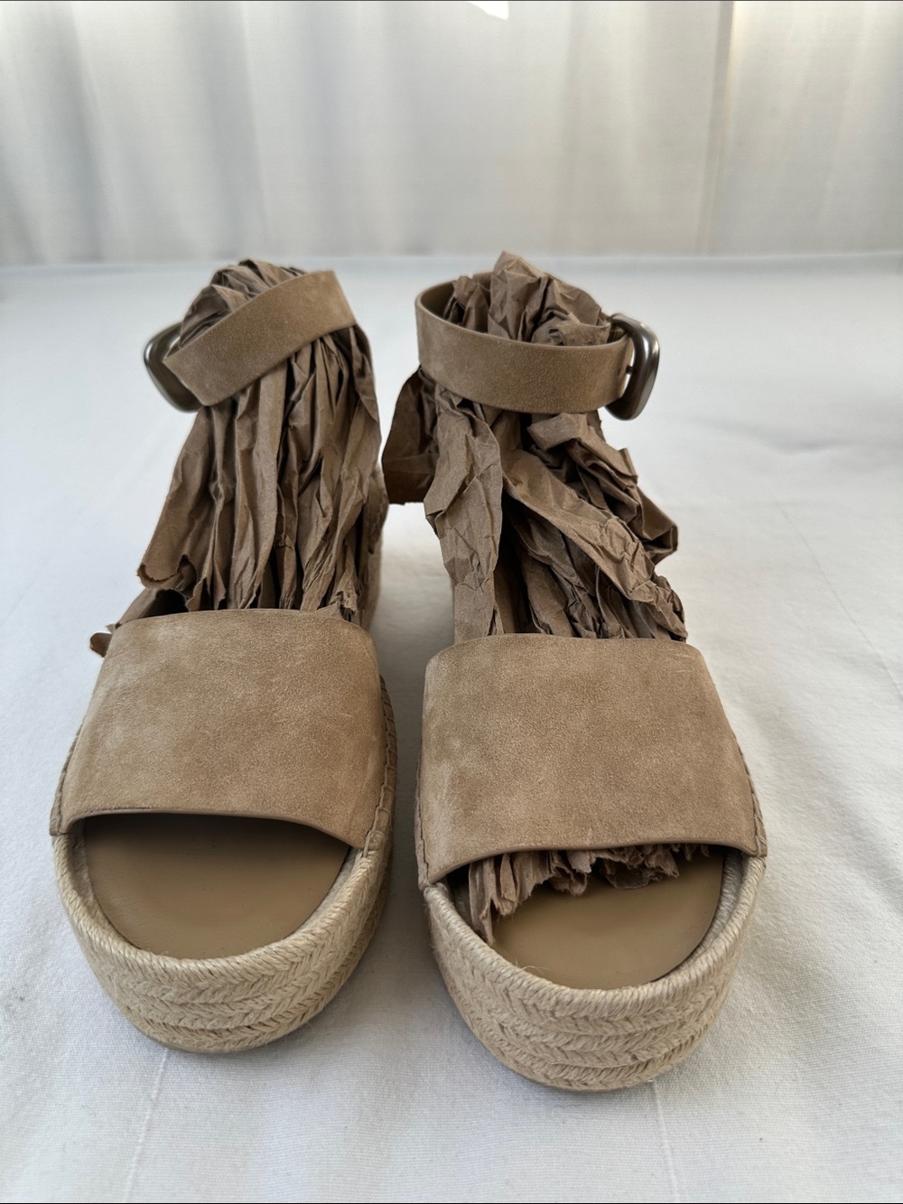 Vince Tan Suede Espadrille Platform Sandals